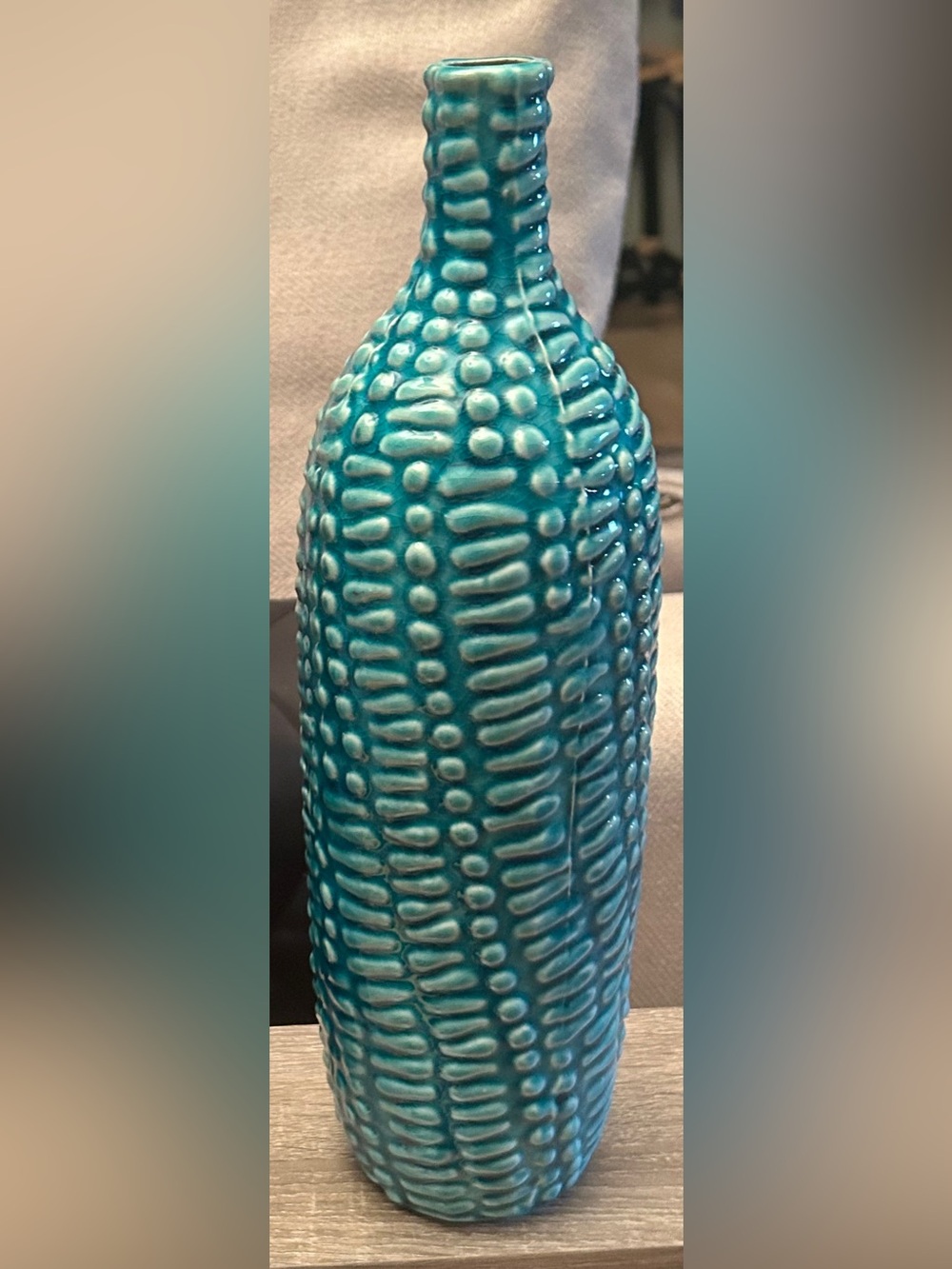Textured Turquoise Ceramic Vase